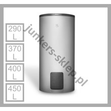 ZASOBNIK JUNKERS C.W.U. - WH...LP1 B* - DO POMP CIEPŁA - srebrny, cylindryczny, stojący 290 / 370 / 400 / 450 L