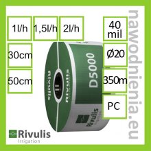 Linia kroplująca z kompensacją ciśnienia Rivulis D5000 Ø20 (rolka 350, czarna)